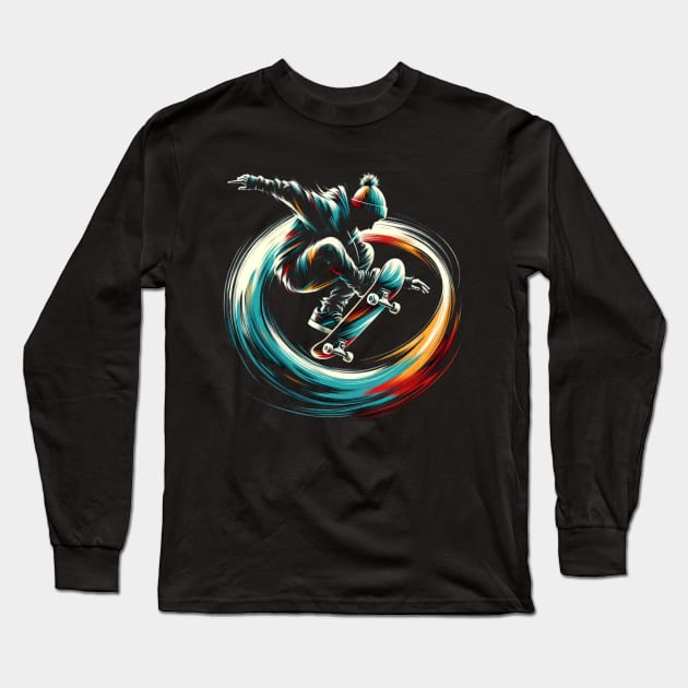 Skater Vortex Long Sleeve T-Shirt by MultistorieDog